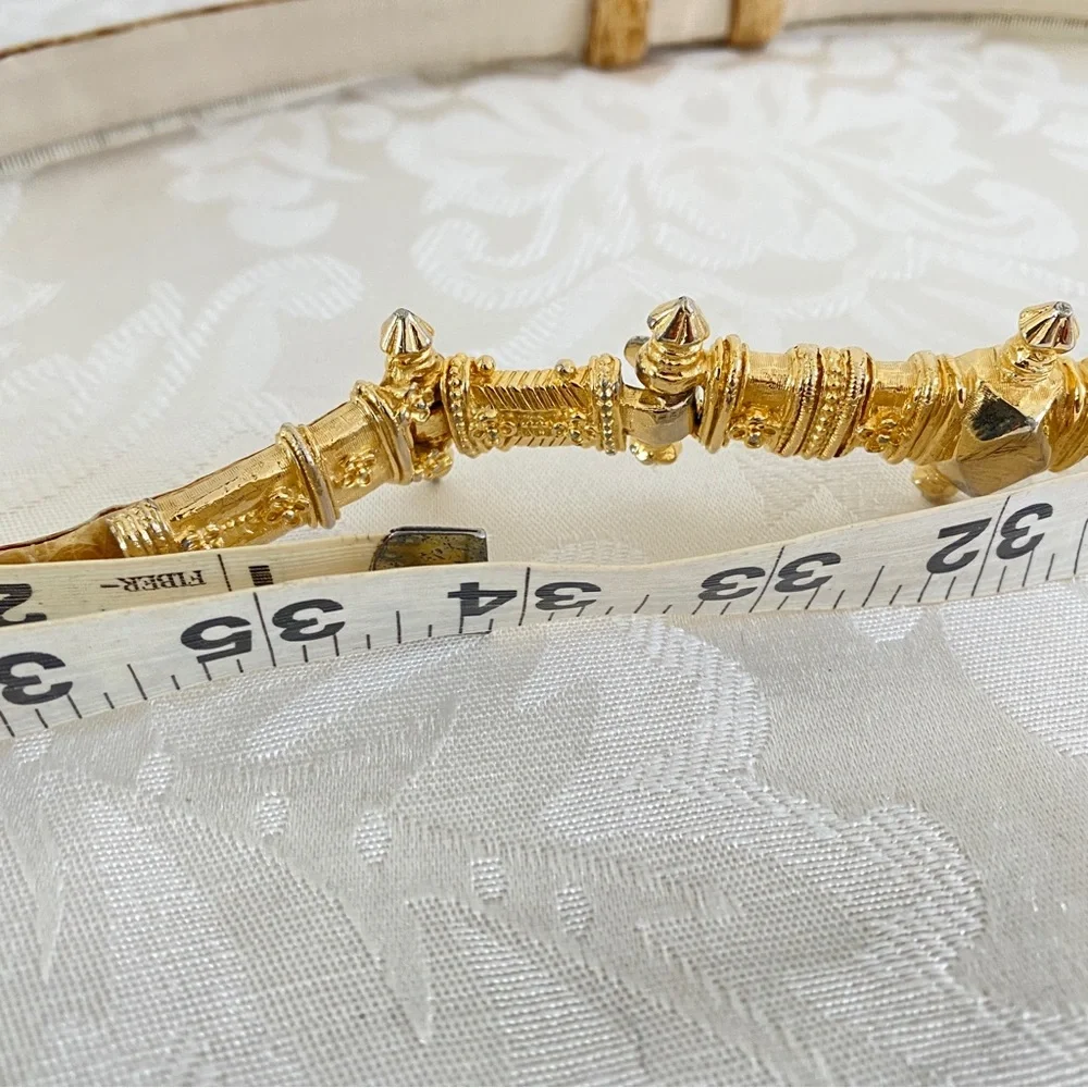 Judith leiber embellished gold buckle belt